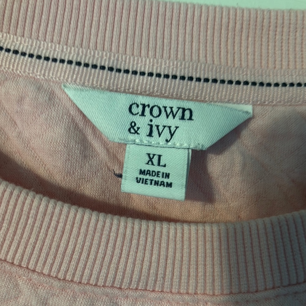 Crown & Ivy Light Pink Fitted “cropped” Sweater - Picture 2 of 3